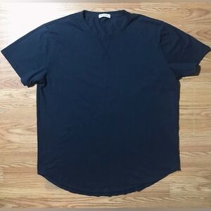 KLIEGOU Curved Hem T-Shirt Mens XL Navy Blue Crew Neck